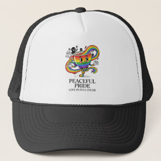Boné Camiseta Retro Copa de Café Arco-Íris Orgulho Pací