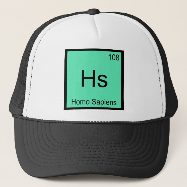 Boné Camiseta Símbolo do Elemento Químico Hs - Homo Sap (Frente)