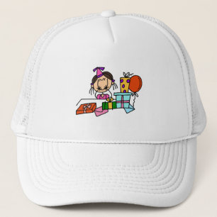 Boné Camisetas Menina de Cabelo Castanho Com Presentes
