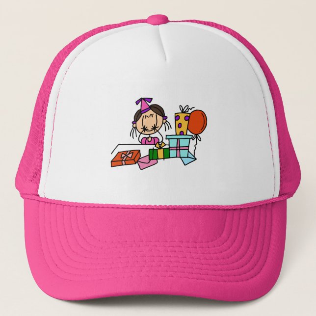 Boné Camisetas Menina de Cabelo Castanho Com Presentes  (Frente)