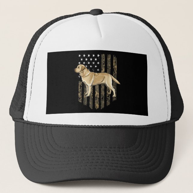 Boné Camo American Flag Yellow Labrador Retriever (Frente)