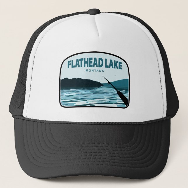 Boné Cana de Pesca do Lago Flathead Montana (Frente)