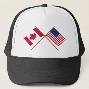 Boné Canadá e bandeiras cruzadas os Estados Unidos