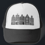 Boné Canal House Black Amsterdam Holland Viagem Holandê<br><div class="desc">Mostre o seu amor pela Holanda com este doce e meigo Amsterdã abriga uma árvore de padrão. Faz um presente de aniversário de excelente! Você pode personalizá-lo e adicionar ou alterar o texto também. Procure em meu compro muito mais cores e padrões! E mais itens correspondentes também como bolsas, camisetas,...</div>