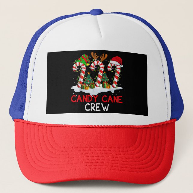 Boné Candy Cane Crew Papais noeis de Natal Elf Reindeer (Frente)