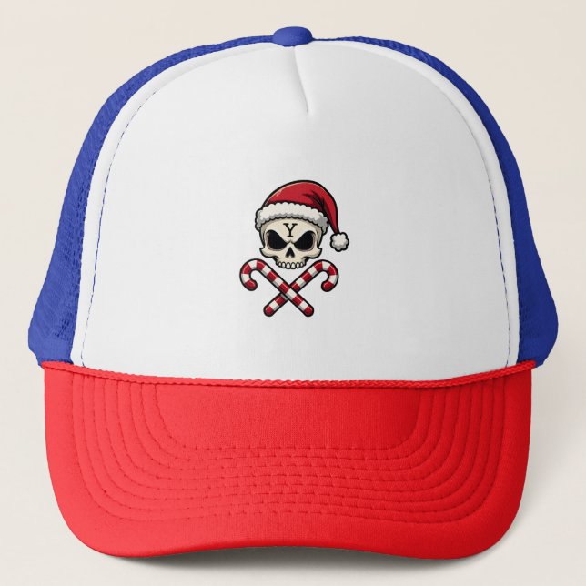 Boné Candy Cane Crew Skull Christmas 2025 Funny Men Boy (Frente)
