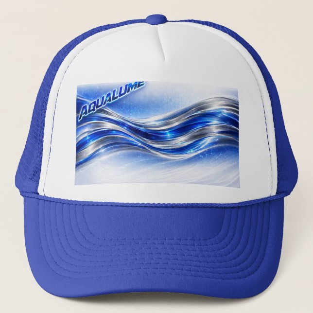 Boné Caneca de Energia Aqualume Flow – Onda Azul Prata (Frente)
