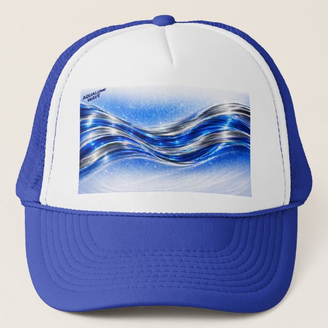 Boné Caneca de Energia Aqualume Flow - Onda Prateada Az (Frente)