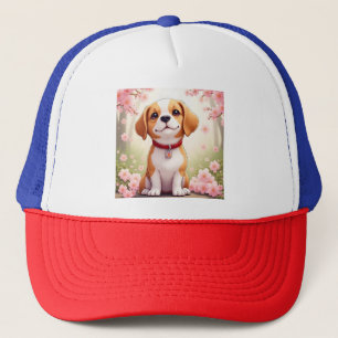 Boné Cão Adorável e florescente Chapéu de Caminhoneiro
