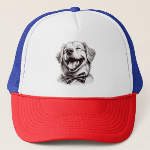 Boné cão com arco de gravata rindo