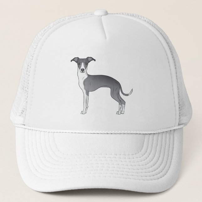 Boné Cão-De-Cartografia De Galgo Branco E Azul Italiano (Frente)