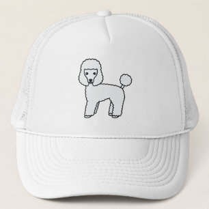 Boné Cão de Cartoon Branco de Poodle