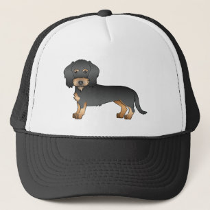 Boné Cão De Cartoon De Dachshund Com Cabos Negros E Tan