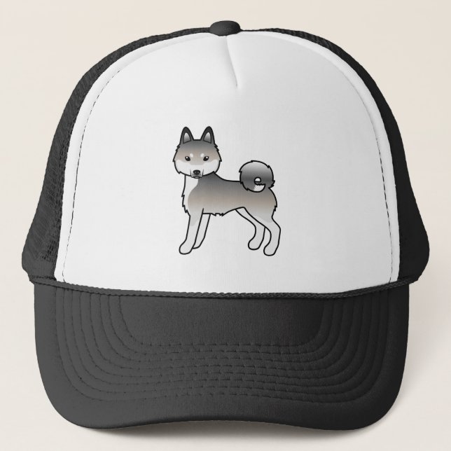 Boné Cão de desenho animado cinza e branco Alaskan Klee (Frente)
