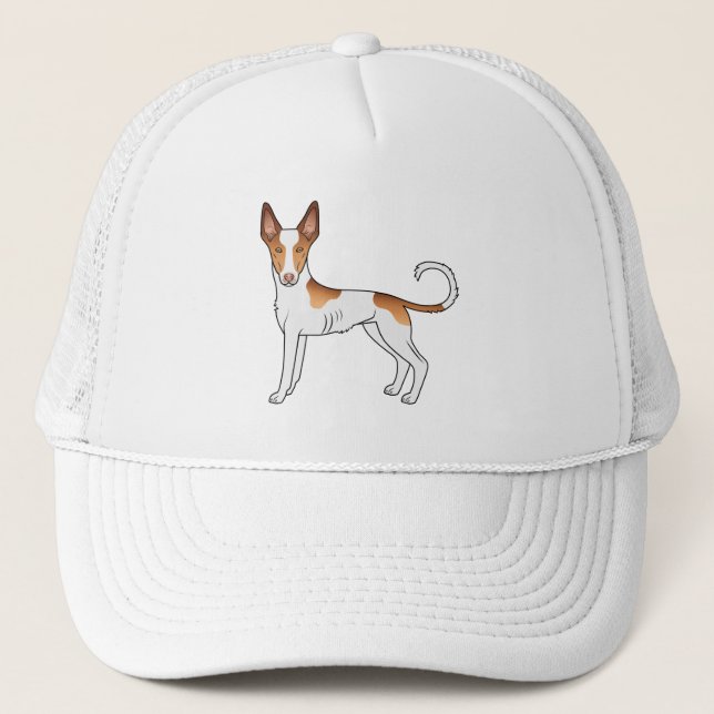 Boné Cão de desenho animado Ibizan Hound Branco e Verme (Frente)