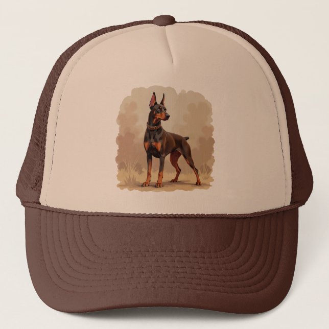 Boné Cão Doberman Pinscher Marrom Ferrugem Vermelho (Frente)