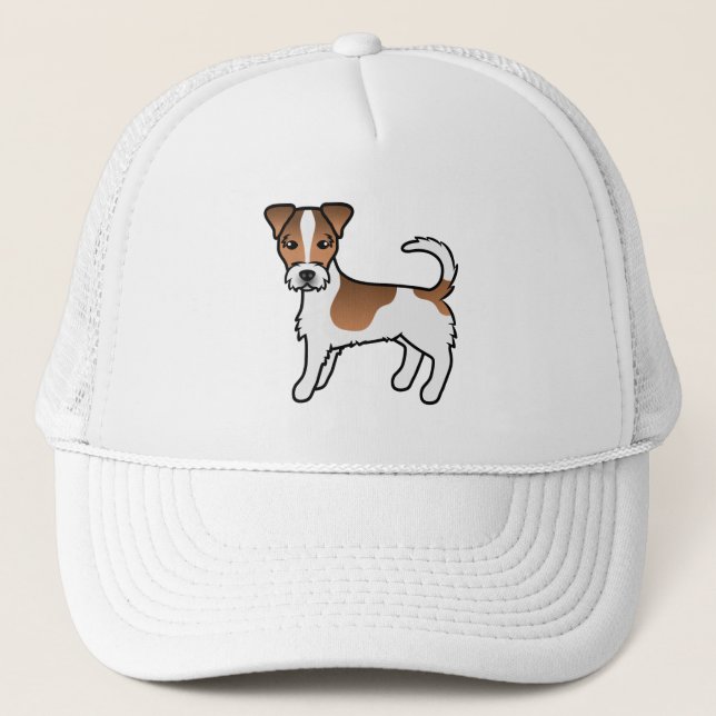 Boné Cão Terrier Jack Russell de pelo áspero branco e c (Frente)