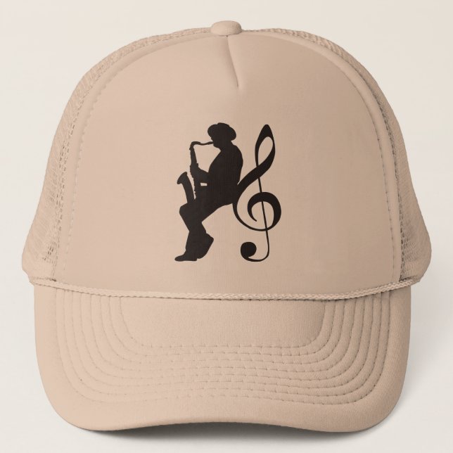 Boné cap saxophoneplayer silhouette (G-key) (Frente)