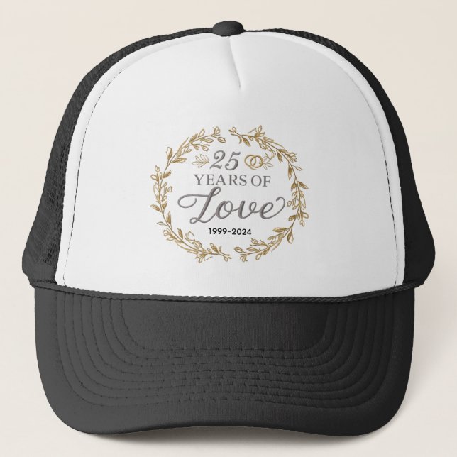 Boné Capa de Aniversário de 25 Anos | Presente de Bodas (Frente)