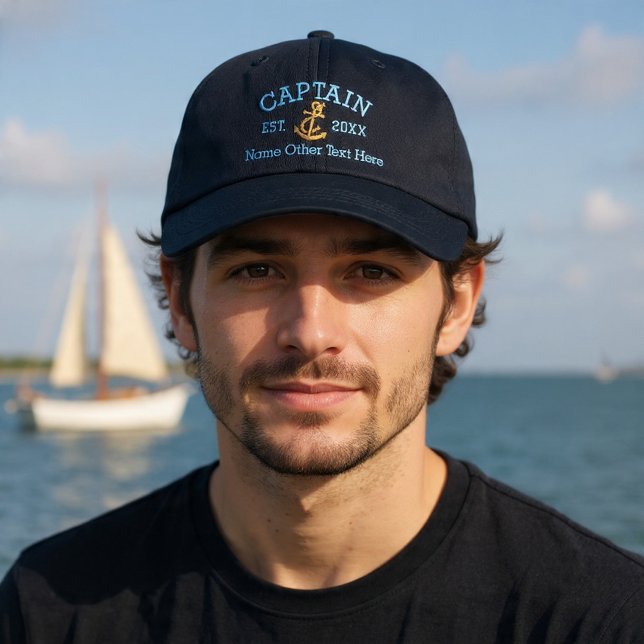 Boné Capitão Com Âncora Personalizado (Captain With Anchor Personalized Embroidered Baseball Cap by Ricaso. Other colors in store)