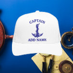 Boné Capitão da Corda de Âncora Náutica Vintage<br><div class="desc">Ancoragem Náutica Vintage Rope Capitão Design de Nome para Boat Lovers.</div>