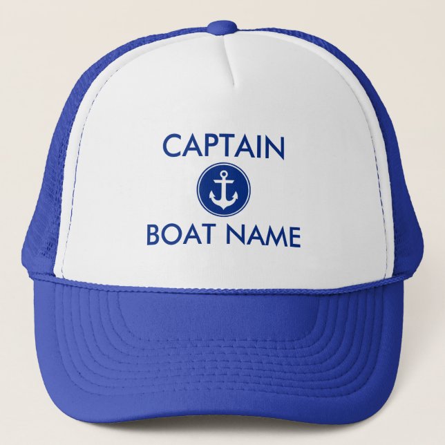 Boné Capitão Hat Personalizado do Barco de Âncora Azul  (Frente)