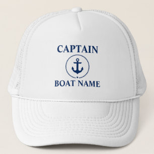 Boné Capitão náutico Barco Nome Âncora Corda