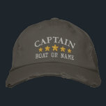 Boné Capitão Náutico Nome do Barco Estrelas Douradas So<br><div class="desc">Veleja em estilo com um bordado personalizado que apresente sua classificação de Capitão ou outro título desejado junto com seu Nome ou Nome do Barco em prata e cinco estrelas de ouro. Várias cores de boné e thread a serem escolhidas. Faz um presente personalizado de excelente para Dia de os...</div>