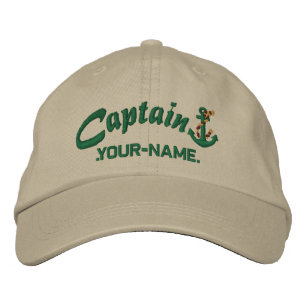 Boné Capitão personalizado Corda Âncora Nome Verde