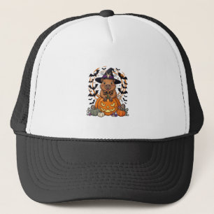 Boné Capivara de Halloween Chapéu de Bruxa Abóboras Mor