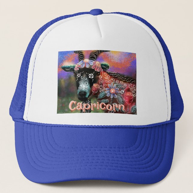 Boné Capricórnio Floral Whimsical Personalizado (Frente)