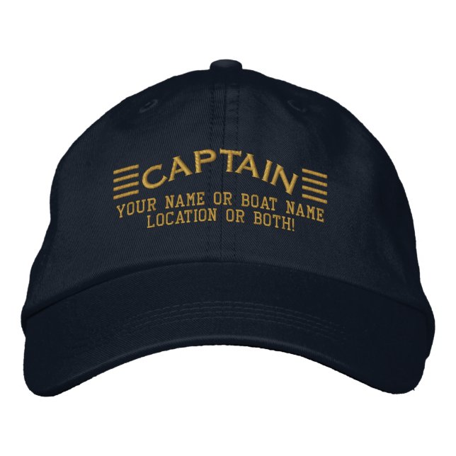 Boné CAPTAIN Stripes Personalizáveis Seu Nome Boat Loca (Frente)