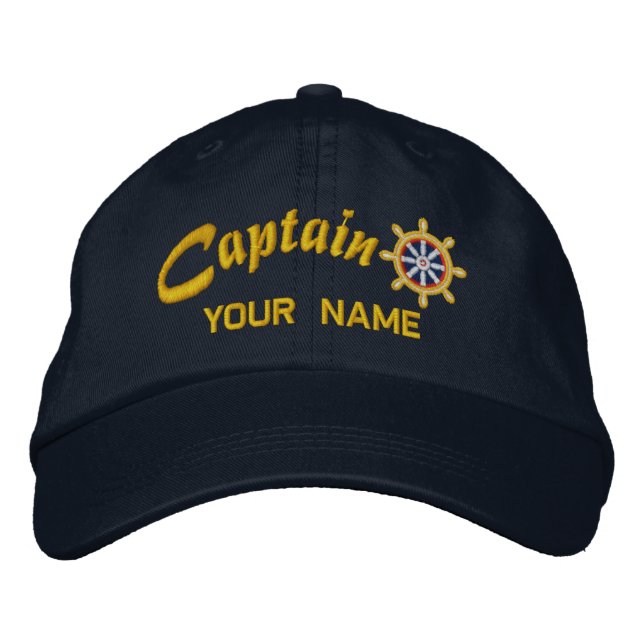 Boné CapTAIN Wheel Personalizável Seu Nome Navio (Frente)