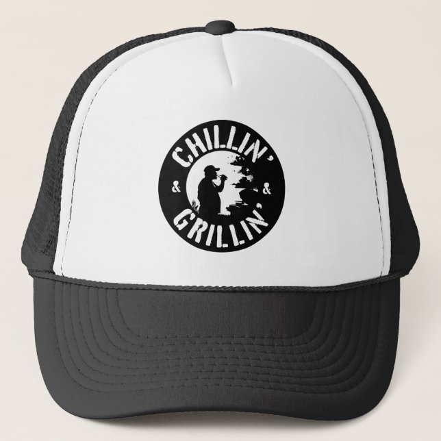 Boné Carimbo Preto de Chillin' & Grillin (Frente)