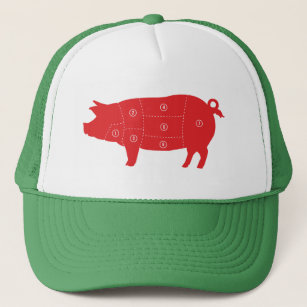 Boné Carne de porco Corta Chef Cook Pig Chart Hat
