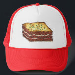 Boné Carne Lasagna Lasagna - Chef de Comida do restaura<br><div class="desc">A design apresenta uma ilustração original da deliciosa lasanha italiana com carne,  molho de marinara e queijo mozzarella. Ideal para o seu alimento favorito ou fã da cozinha italiana.</div>