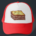 Boné Carne Lasagna Lasagna - Chef de Comida do restaura<br><div class="desc">A design apresenta uma ilustração original da deliciosa lasanha italiana com carne,  molho de marinara e queijo mozzarella. Ideal para o seu alimento favorito ou fã da cozinha italiana.</div>