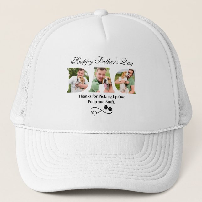 Boné Carregar Foto Feliz Dia de os pais Funny Dog Propr (Frente)