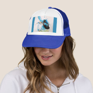 Boné Carrenhão Azul Azul Bebê Aquarela Australiano