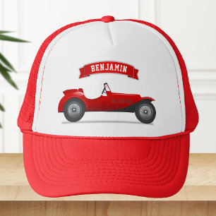 Boné Carrinho de Corrida Vermelho Vintage para Crianças