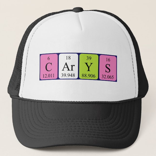 Boné Carrinho de nome de mesa periódica que (Frente)