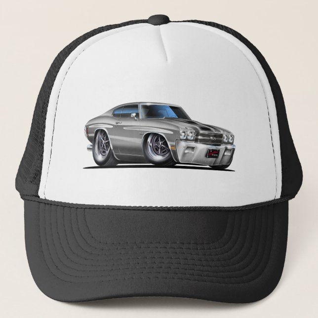 Boné Carro 1970 Prata-Preto de Chevelle (Frente)