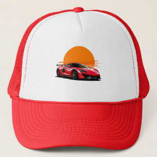 Boné Carro Esportivo Elegante Contra Pôr do Sol Vibrant