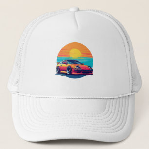 Boné Carro Esportivo Estilo Retrô com Fundo de Pôr do S