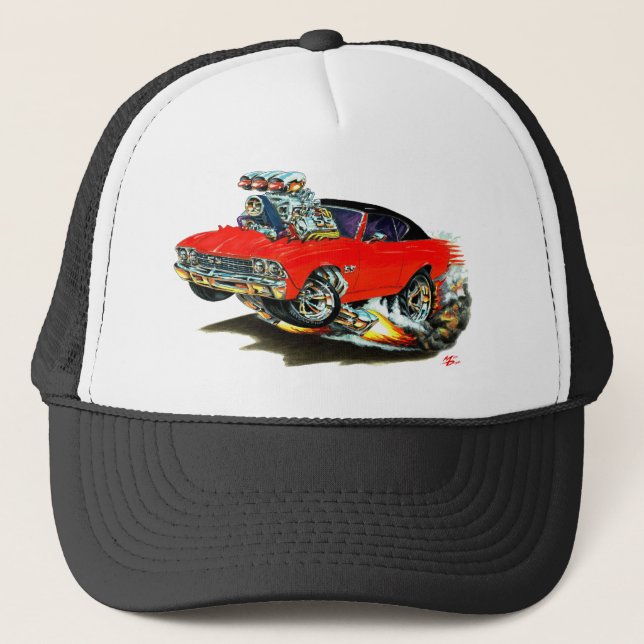 Boné Carro superior vermelho e preto de Chevelle (Frente)