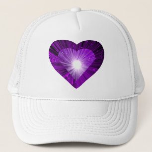 Boné Carruagem "coração" roxo, chapéu branco