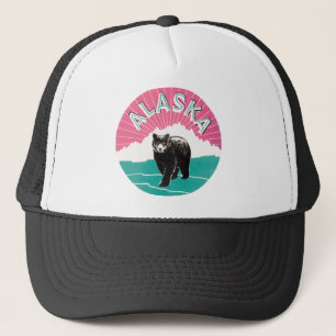 Boné Cartaz de Viagem Antigo, Urso Negro do Alasca na N