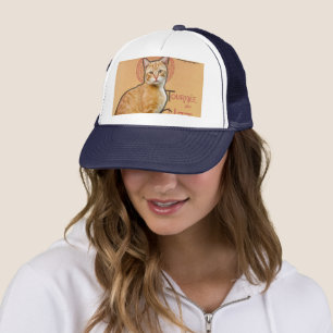 Boné    Cartaz Francês Antigo Estilo Gato Laranja      