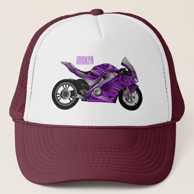 Boné Cartografia de motocicletas de esporte roxo (Frente)