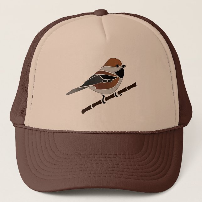 Boné Cartoon Boreal Chickadee Bird Adorável (Frente)